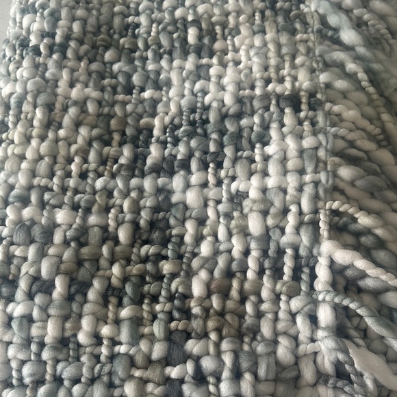 West Elm Chunky Knit Gray and White Throw Blanket - Picture 1 of 4